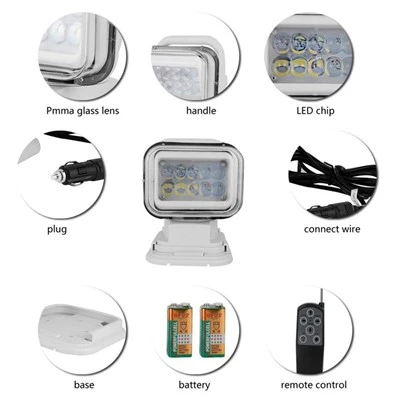 50W 10 - 30 V Marine Searchlight: Ultimate 360 ​​Grad Rotation & Waterproof Performance